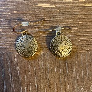 Silver hanging disc earrings